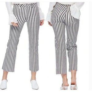 Paige Atley Ankle Flare Striped Raw Hem Crop Jeans 32